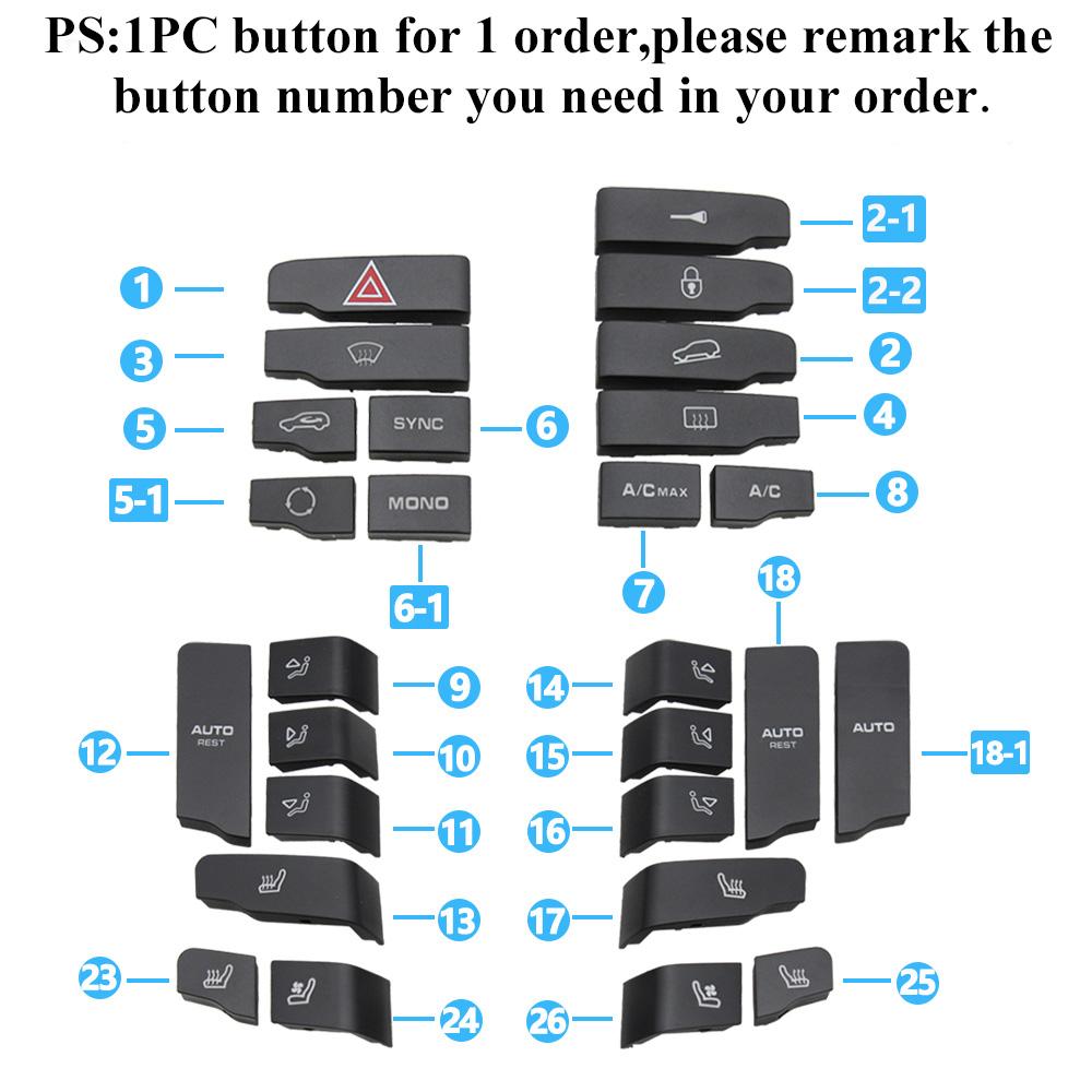 Car Interior Central Control Function Buttons Air Conditioning Button Caps For Porsche Cayenne 7P5 Panamera 970 Macan 95B