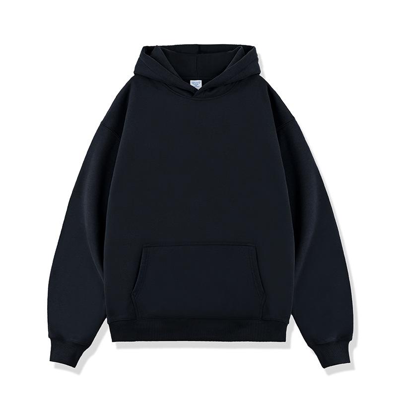 Autumn and Winter Solid Color Blank Plus Velvet Thickened 450g Hooded Sweatshirt Men Heavy Hoodie Men's Clothes