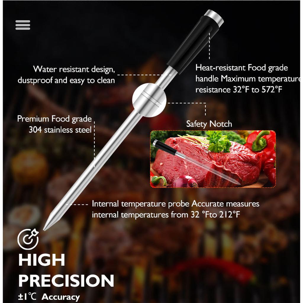 Household Kitchen Wireless Barbecue Meat Thermometers with Timing Function Waterproof Barbeque Thermometers for Oven BBQ Cooking