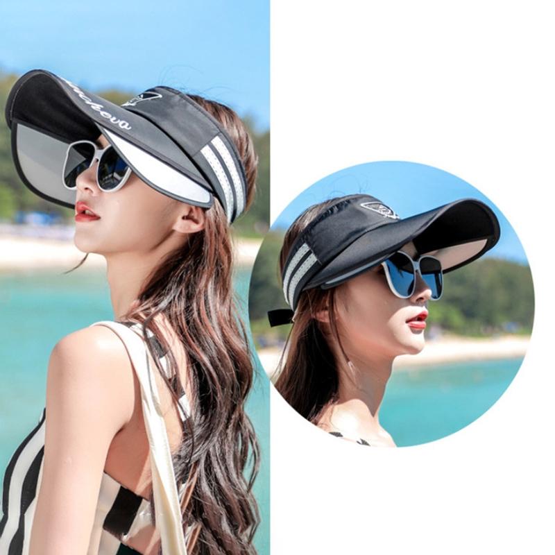 Широкополые шляпы от солнца для женщин, летние солнцезащитные козырьки с спортивным принтом, выдвижные поля, женская пляжная шляпа для отдыха на природе