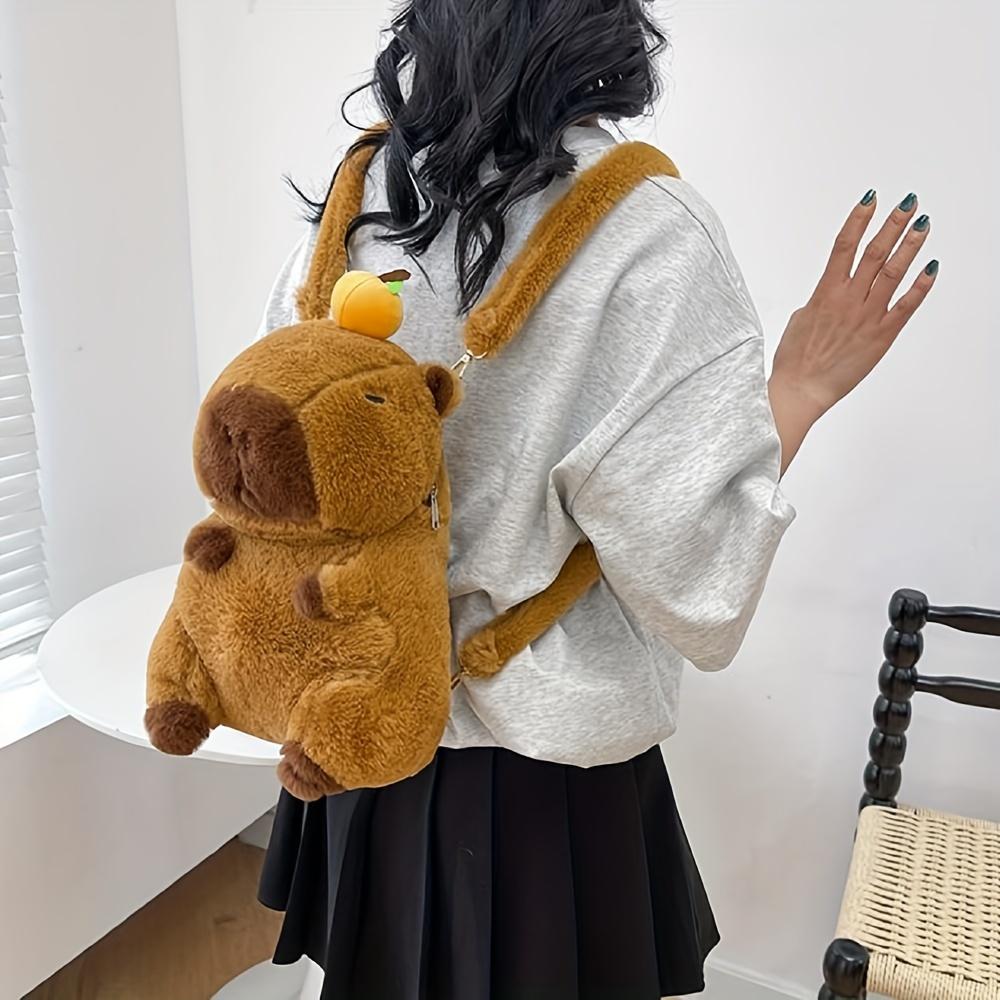 Cute Capybara Plush Backpack for Children, Gift for Girls, Cute Backpack, Playful Accessory, Soft Texture Bag,Stuffed Animals
