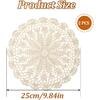 Crochet Doilies for Tables, 2 Pcs Beige Round Doilies for Furniture Vintage Handmade Lace Placemats Corrugated Edge Knitted Tablecloth for Home