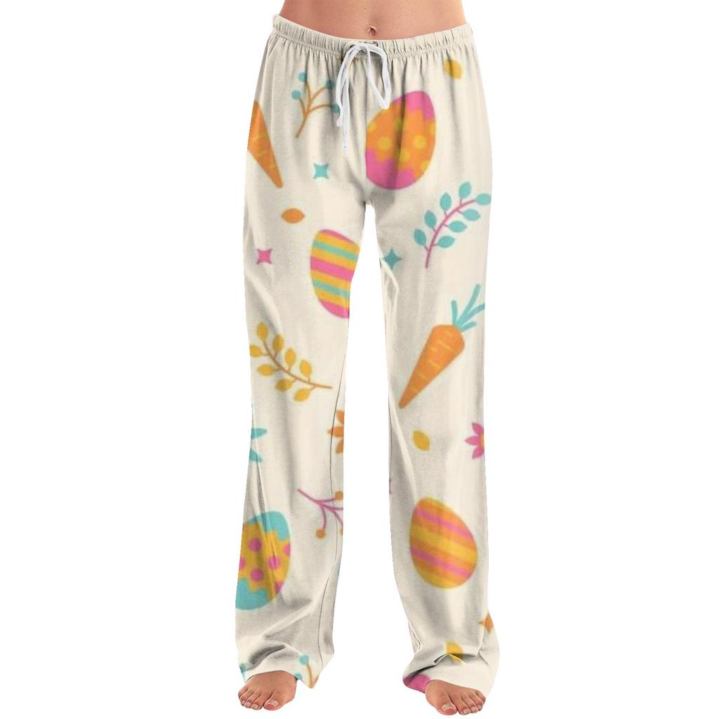Женские модные свободные повседневные брюки с пасхальным принтом