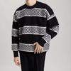 Autumn and Winter New Round Neck Sweater Men's Clothing Casual Sweater Loose Stripe Trendy Cotton Knitwear