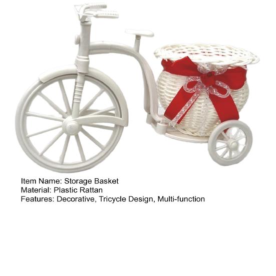Подставка для цветов Плетеная корзина из ротанга Дизайн трехколесного велосипеда Корзина для цветов Декоративное плетеное хранилище