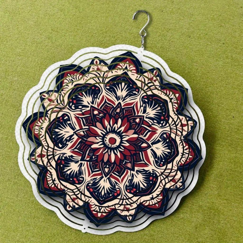10 Inch Mandala Wind Spinner Metal Art Decor with 360 Hook Vibrant Floral Patterns for Garden Balcony Patio Outdoor Hanging Ornament