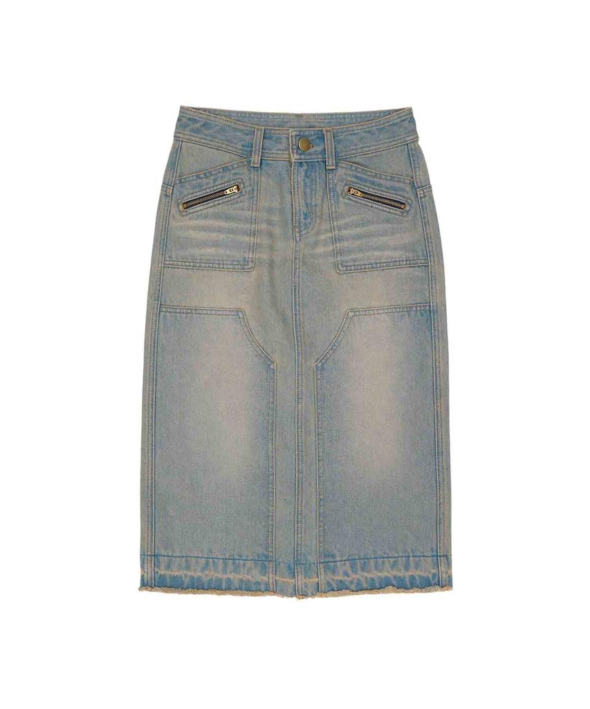 Buddy Double Knee Denim Skirt Light Blue
