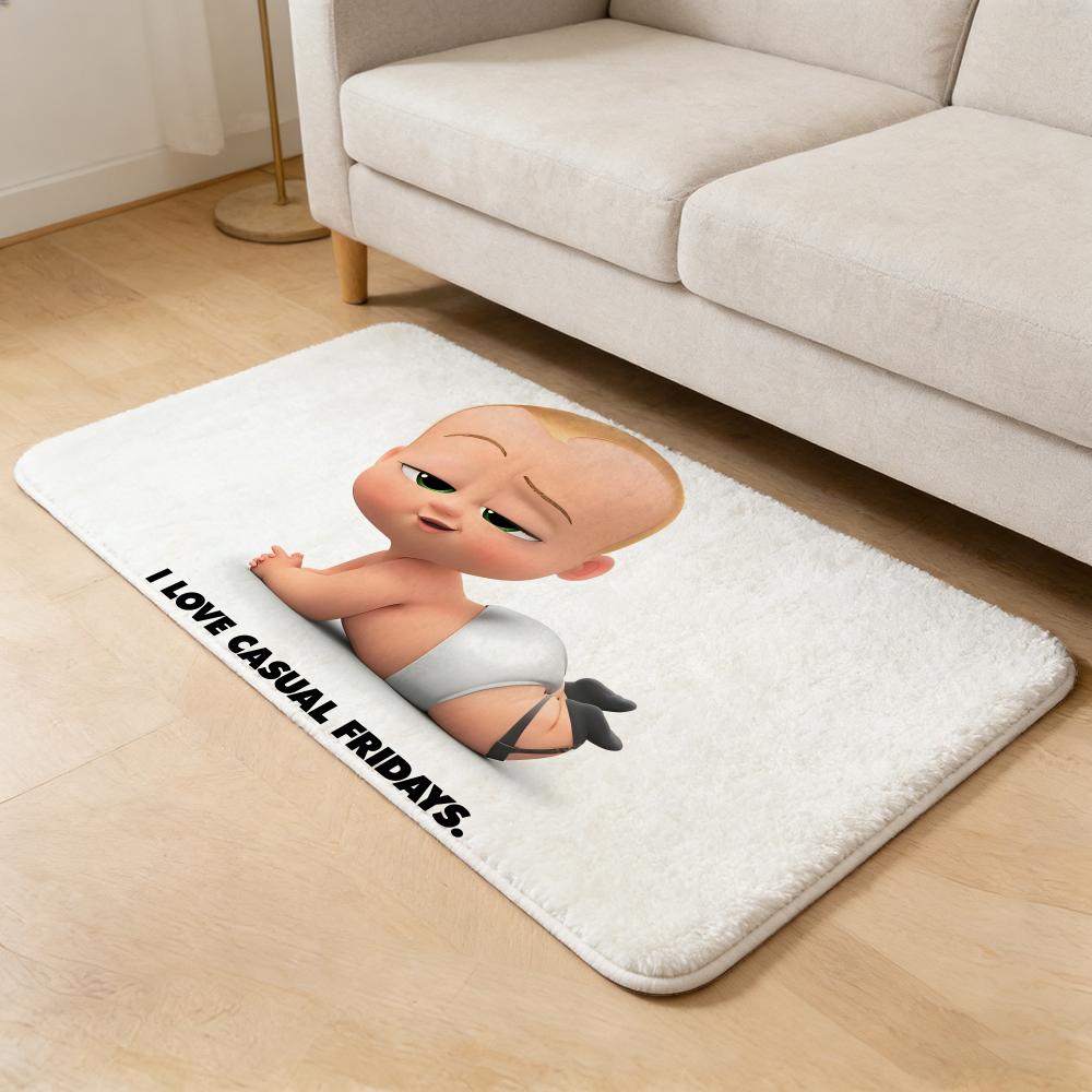 movie T-The Boss Baby Floor Mat Flannel Door Mat Non-Slip Absorbent Washable Indoor Home Rug