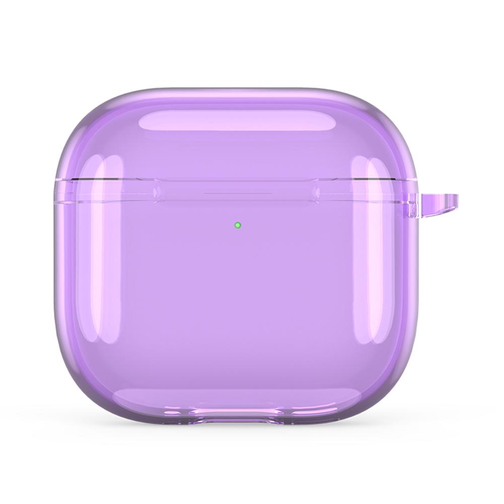 Прозрачный защитный чехол с карабином TPU Cover для Airpods 4(Прозрачный фиолетовый)