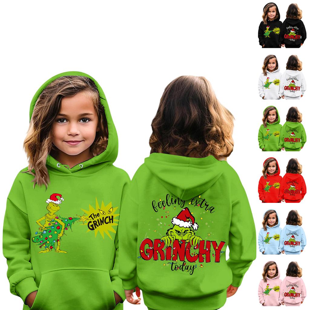 Рождественская детская толстовка с длинным рукавом, легкая повседневная толстовка с капюшоном, свободная, удобная детская толстовка