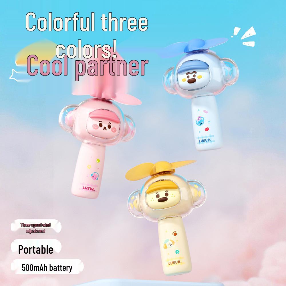 Summer Cool Cartoon Mini USB Rechargeable Silent Fan for Students & Kids