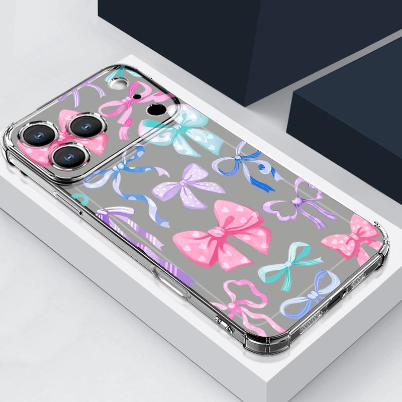 Силиконовый чехол для телефона с рисунком красного банта для iPhone 17 Pro Max 16 15 Pro Max 14 13 12 Pro Max 11 Ударопрочный Мягкий ТПУ Прозрачный чехол