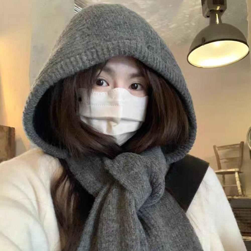 One-Piece Winter Balaclava Thickened Neck Collar Korean Style Scarf Cap Outdoor Sports