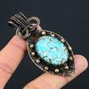 Tibetan Turquoise Gemstone  Pendant Pure Copper Wire Wrapped Handmade Jewelry