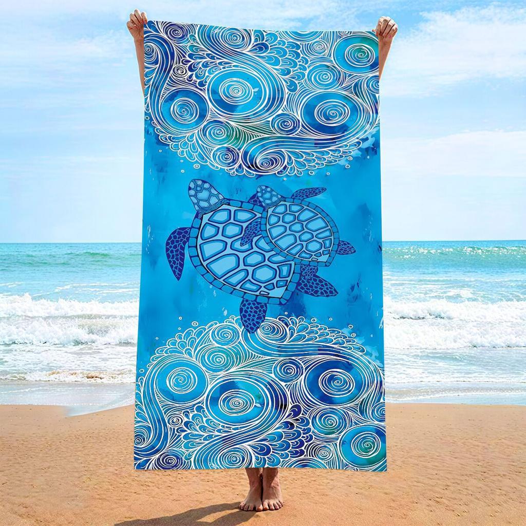 Seaside Beach Towel Microfiber Quick-Drying Double-Sided Digital Printing Beach Towel Non-Stick Sand Sun Protection Large Shawl