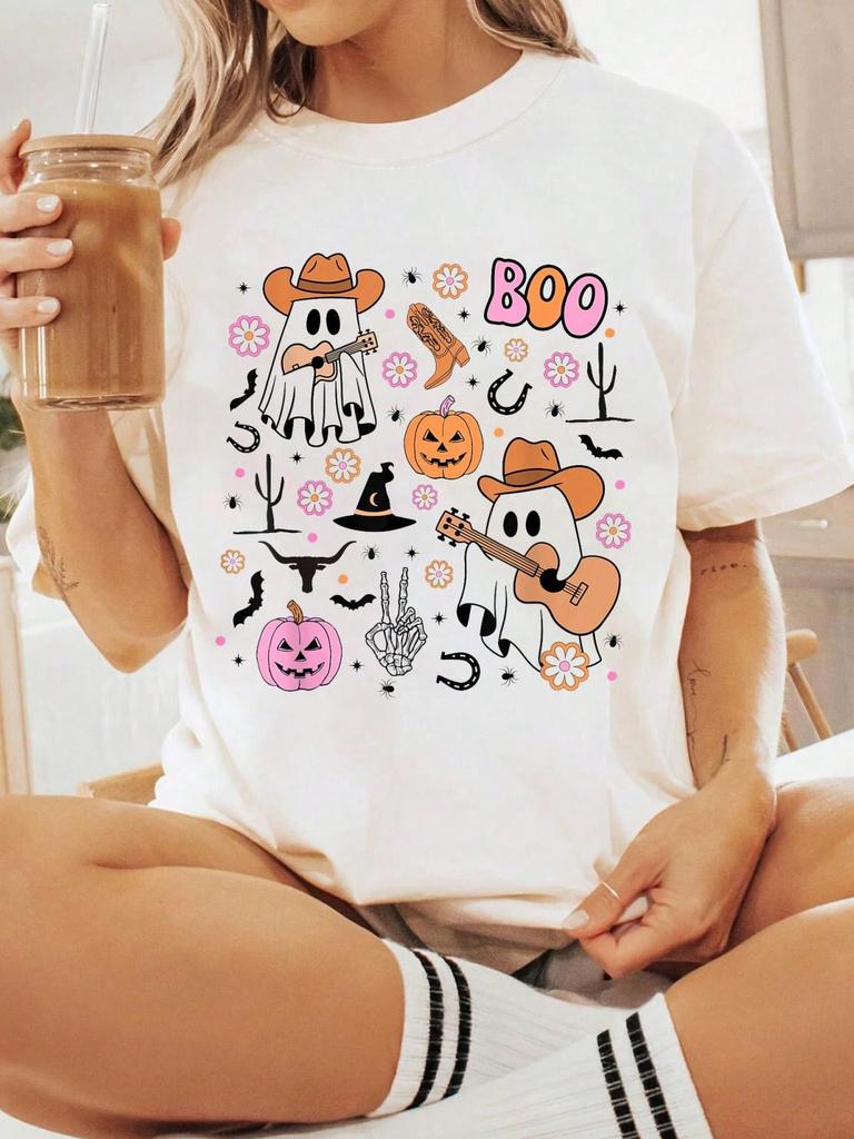 Cowboy Ghost Guitar Playing Boo Halloween T-shirt