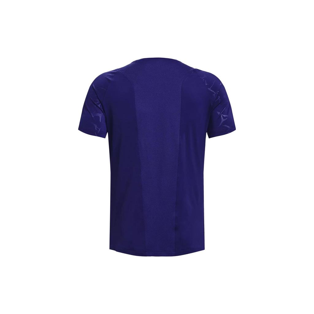 Under Armour Спортивная футболка с тиснением Rush Series с коротким рукавом и круглым вырезом, мужские топы, темно-синяя 1376790-468