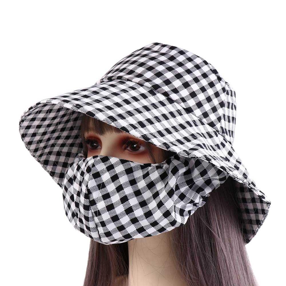 Casual Sun Protection Women Sun Hat Cover Face Cap Wide Brim Sunscreen Mask Fishing Cap Farm Work Cap Bucket Hat Ladies/Girls