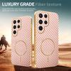 For Samsung Galaxy S24 Ultra Phone Case Carbon Fiber Textured Electroplated TPU Back Cover