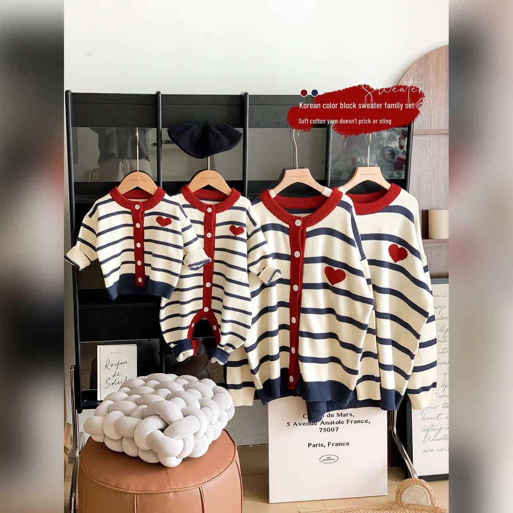 Осенний семейный свитерный набор 2025: Универсальный комбинезон для мамы-сына/дочери и малыша