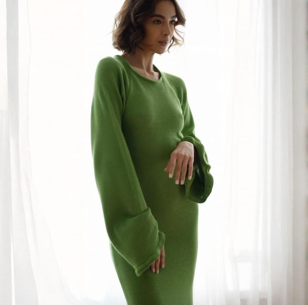 Женская мода осень 2024: Сексуальное вязаное платье с открытой спиной и шнуровкой