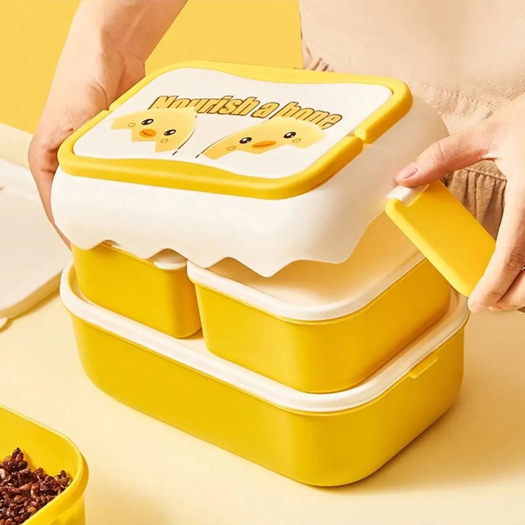 1pc-Double layered colored fruit lunch box, large capacity portable lunch box, suitable for camping, picnics, and beaches