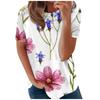 Digital Printed Summer Pullover Short Sleeved Floral Printed Loose Round Neck Women's T-shirt