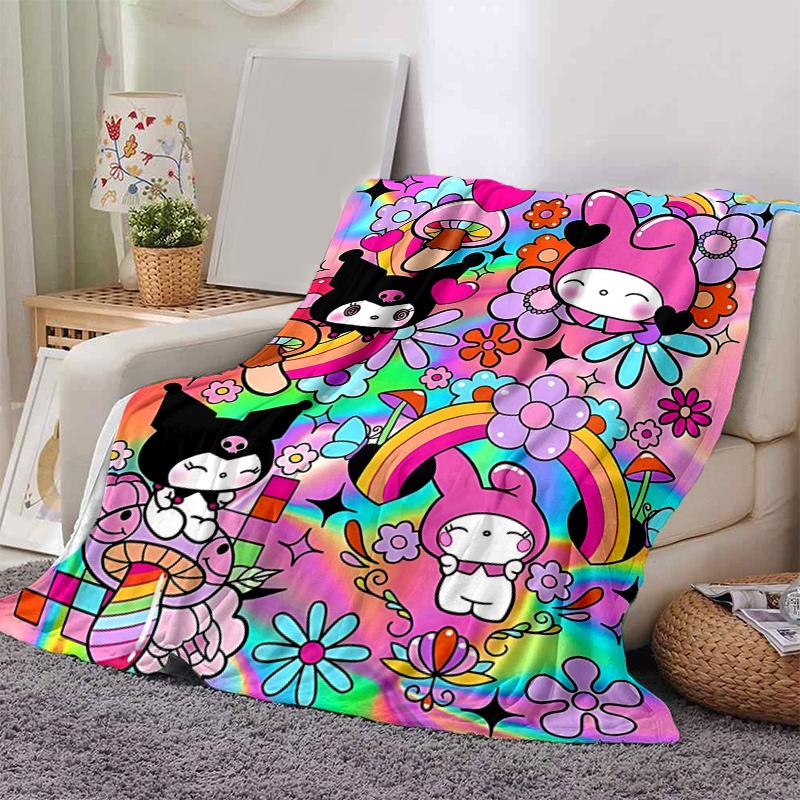 1pc My Melody Kuromi and Friends Themed Blanket, Cute Design for Room Decor, Soft Throw Blanket Perfect as Birthday Gift or Housewarming Present, Suit