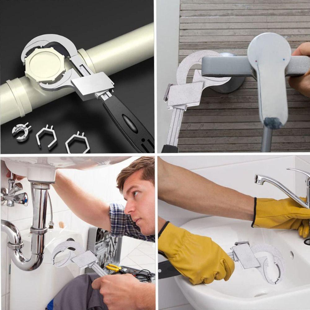 Universal Adjustable Adjustable Wrench 80mm Size Plumbing Wrench Pipe Wrench  Tight Spaces