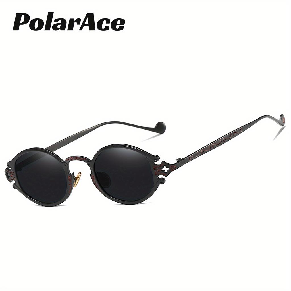 PolarAce Unisex Oval Metal Polarized Fashionable Driving Outdoor Riding Sun Visors Sunglasses, UV400