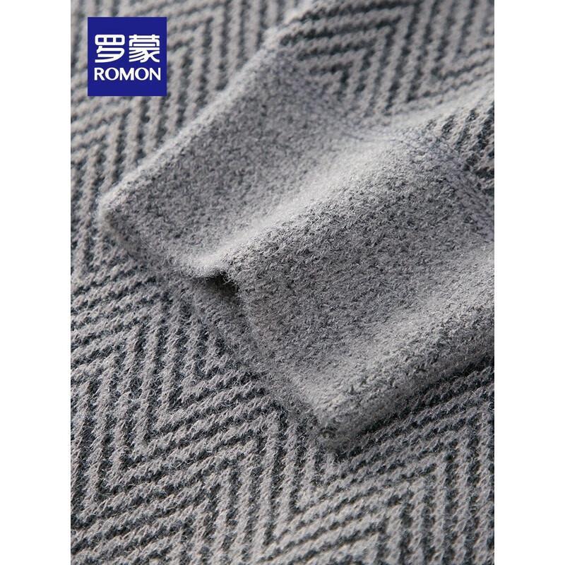 ROMON Мужской теплый вязаный свитер с круглым вырезом на флисовой подкладке