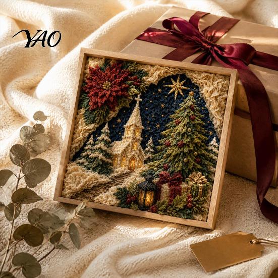 Christmas Activity for Families 3D Christian Fabric Poke Art Kit Adults, Faith Inspired Easy Poking Tool Set Craft Kit, DIY Wall Handmade Religious