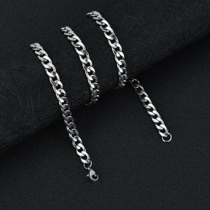 Stainless Steel Silver Chain Hip Hop Necklace 24" Chain Necklace for Men Women 3/5/7mm