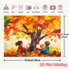 2D Autumn Reading Kids Backdrop, Fall Tree Book Scene Wall Hanging