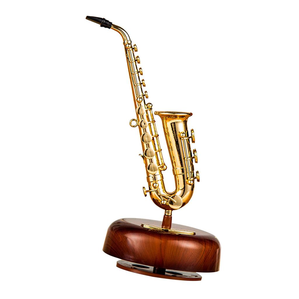 Trumpet Music Box Classical Wind Up Musicbox Twirling Music Box Rotating Base Brass Wind Instrument Miniature Replica