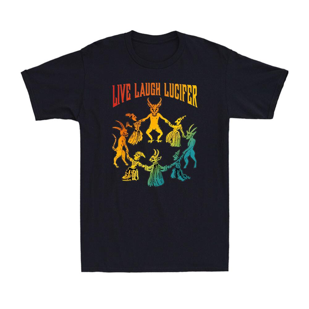 Live Laugh Lucifer Horror Satan Satanic Demon Devil Vintage Retro Unisexs Tshirt