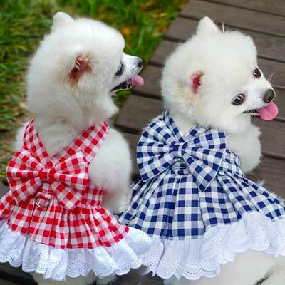 Домашняя собака, кошка, клетчатая юбка, кошачья грудная и плечевая шлейка, одежда для драк для собаки тедди бишон фризе