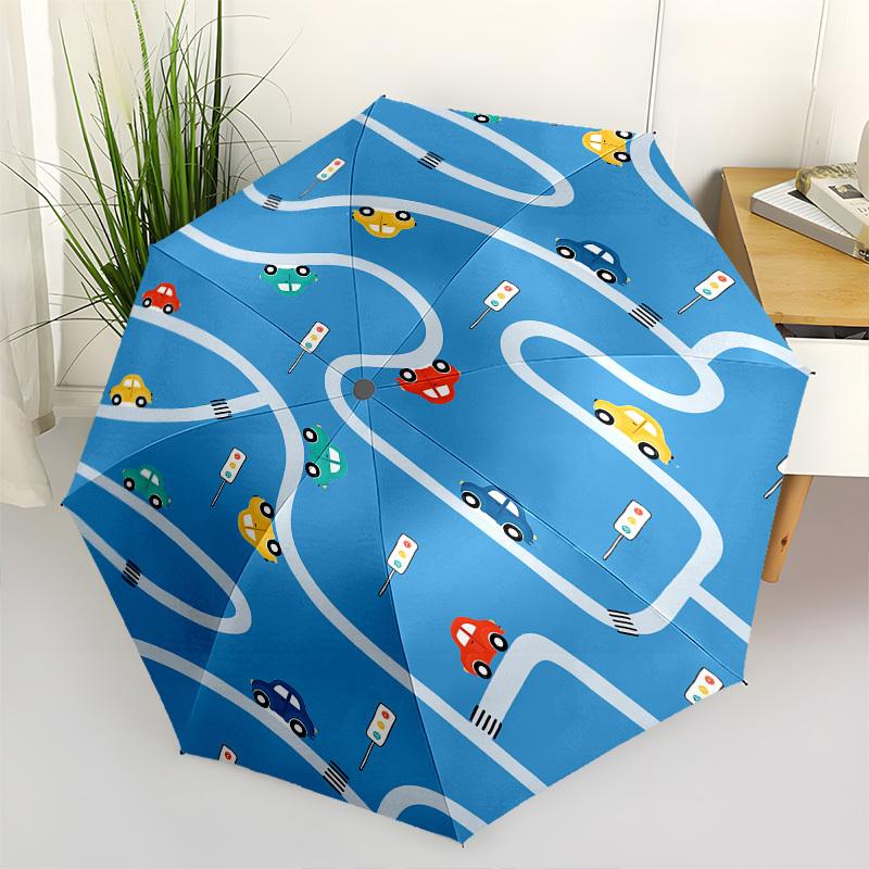 Traffic, Cars- Automatic Umbrella, Four Seasons Portable Folding Umbrella, Suitable for Men and Women, Travel, Daily Compact Umbrella, Outdo