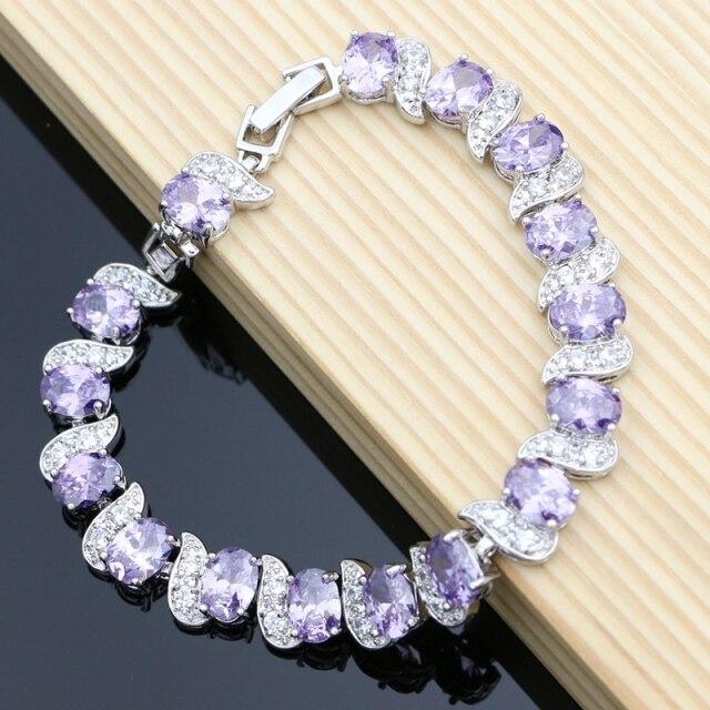 Rainbow Mystic Cubic Zirconia White Crystal Silver Color Jewelry Charm Bracelet For Women