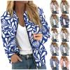 Женская модная повседневная куртка на молнии с длинным рукавом с цветочным/листовым принтом и круглым вырезом