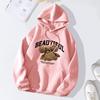 Women's Fleece-Lined Hoodie - Thick, Printed, Loose Pullover for Spring and Autumn