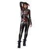 New Halloween Skeleton Rose 3D Printed Jumpsuit Women Day Of The Dead Cosplay Bodysuit Sexy Zentai Suit Carnival Party Morphsuit