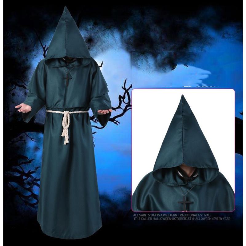 Wizard Costume Cosplay Medieval Monk Friar Robe Priest Costume Ancient Clothing Christian Suit