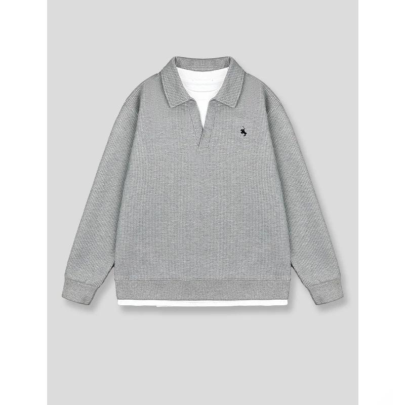 Men's Trendy Solid Color Lapel Hoodie - Autumn/Winter Casual Loose Fashion Top