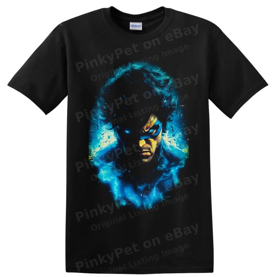 Iceman Bobby Drake Marvel T Shirt Blue Ice Lightning Superhero Art Tee