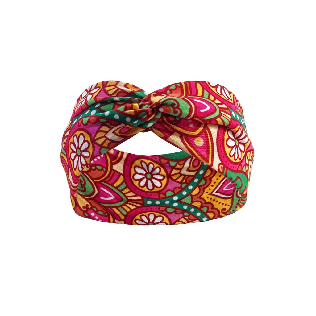 Neo-retro Elastic Headband Headscarf Women Girls Floral Print Cotton Soft Bohemian Headband Hair Accessories