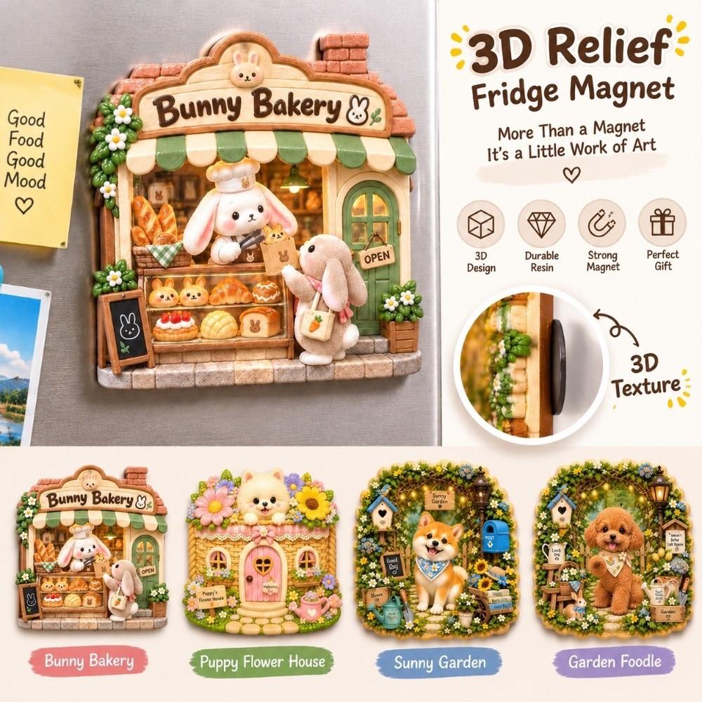 Cartoon Pattern Refrigerator Magnet 3D Relief Decorative Fridge Magnet Home Decor