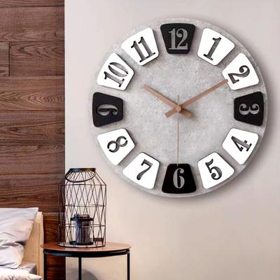 Mermbe Wall Western Wall Hanging 3D Easy to Wooden 12 дюймов Analog Holiday Gift Clock, Стиль, Популярный, Тихий, Часы, Круглый, Цифры, Читать, Серый, Часы,