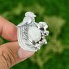 925 Silver Natural Rainbow Moonstone Multi Stone Bird Adjustable Ring
