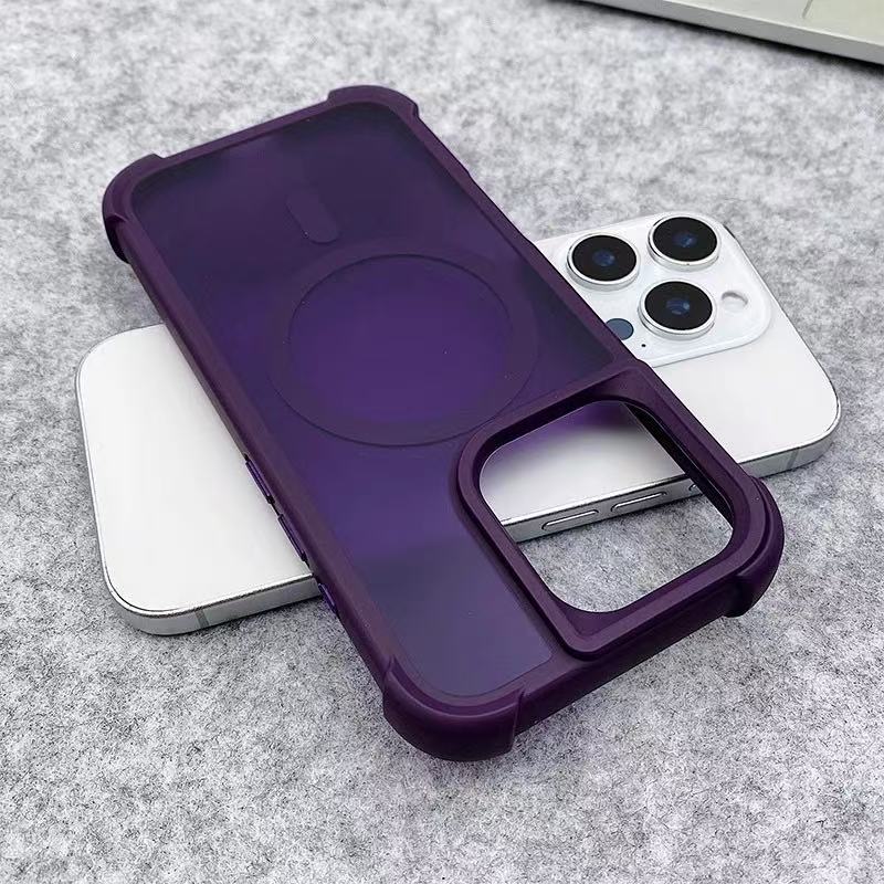 Магнитный Роскошный Матовый Противоударный Чехол-Броня для iPhone15 14 13 12 11 16Pro Max Беспроводная Зарядка Для Magsafe Чехол